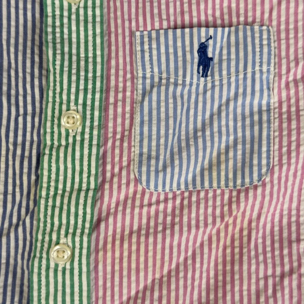 Ralph Lauren Shirt Boys 4/4T Multi Seersucker Button Striped Pony Colorblock